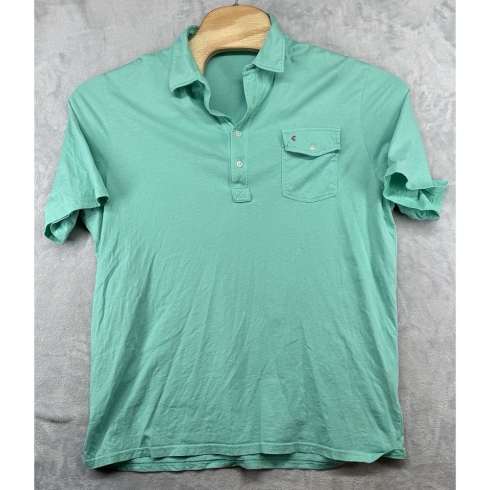 Criquet Polo Shirt Green‎ Solid Short Sleeve Organic Cotton Golf Men's XL READ